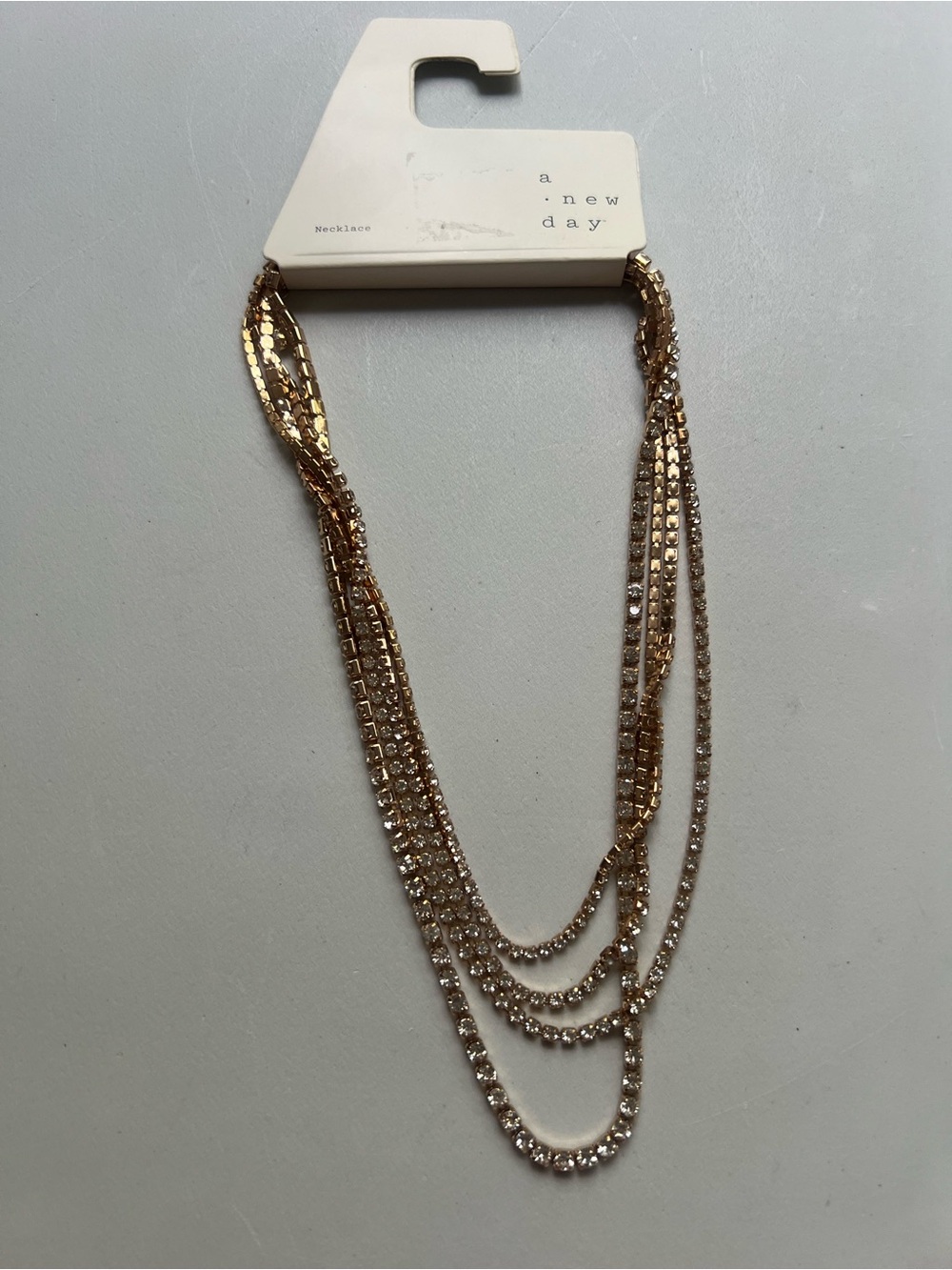 a new day Gold-Tone Layered Crystal Pendant Necklace